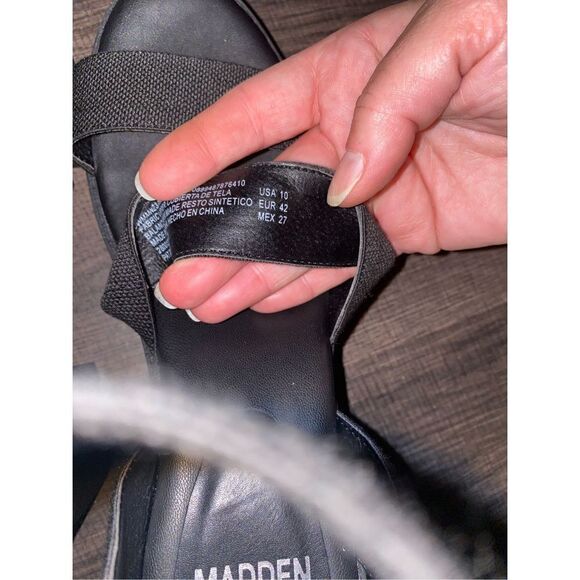 Steve Madden Y2K chunky combat punk heeled strappy sandals black size 10 - Picture 4 of 12
